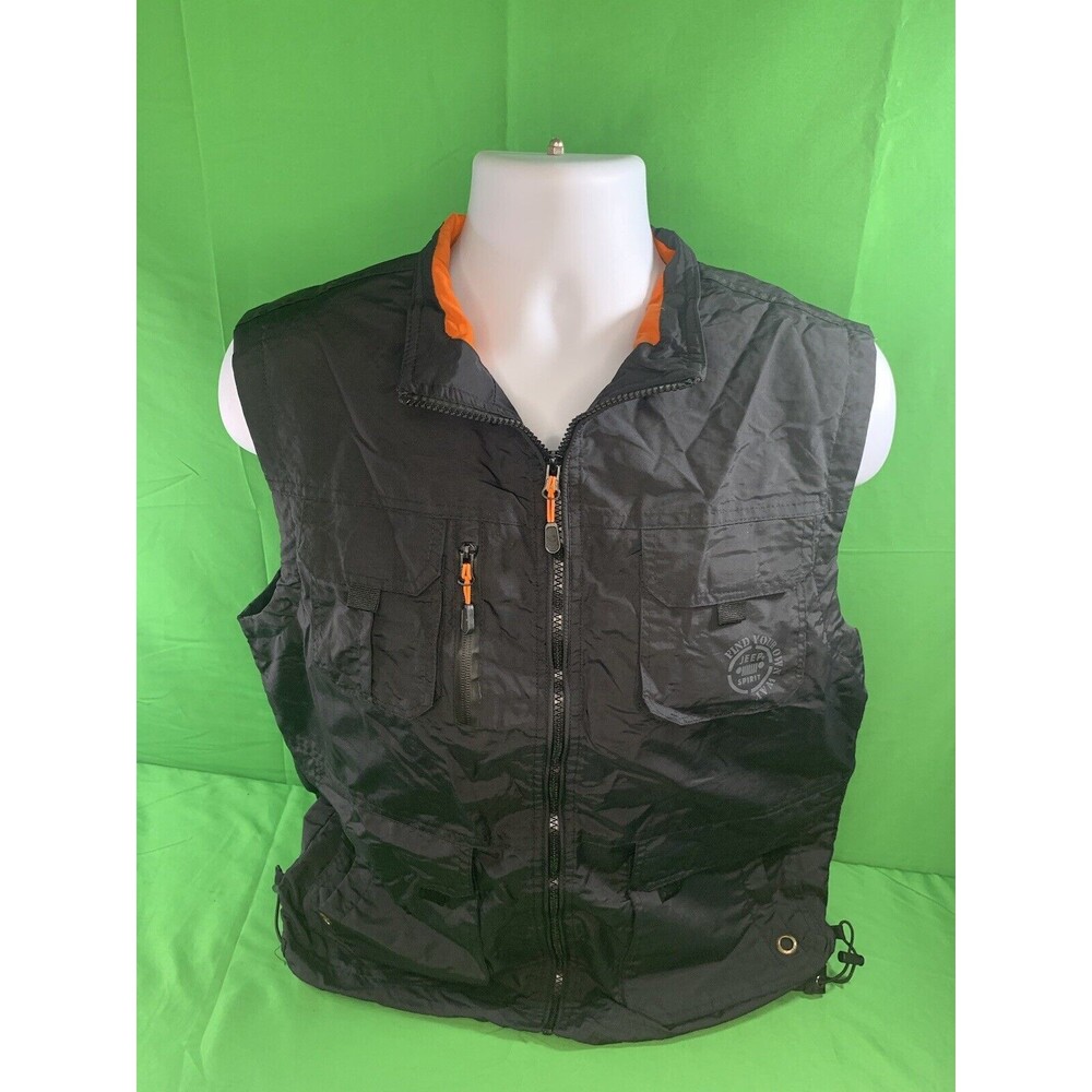 JEEP  SPIRIT Zippered Vest W/Pockets Black and Orange XL size For Women